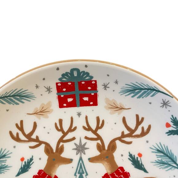 Prima Design WOODLAND CHRISTMAS DEER Ceramic Salad Plate 8.5in Set of 3 New - Picture 8 of 11